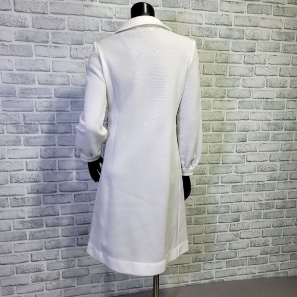Vintage 60s Micia of Rome Robert Peters White Waffle Knit Polyester Mod Dress - Picture 8 of 10
